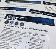 Una alerta de ciberseguridad emitida por el Departamento de Energía, la Agencia de Seguridad Nacional, el FBI y otras entidades de EEUU, en una fotografía tomada en Washington el miércoles 13 de abril de 2022.
