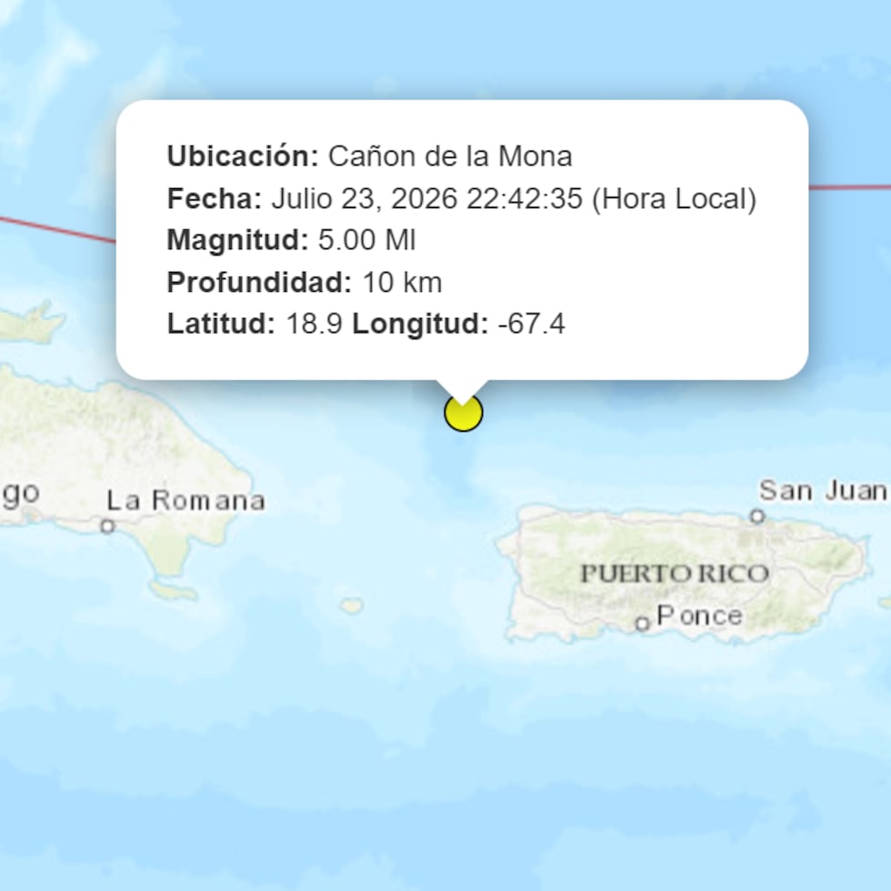 El epicentro fue localizado a unos 56.57 kilómetros al norte-noroeste de Aguadilla,