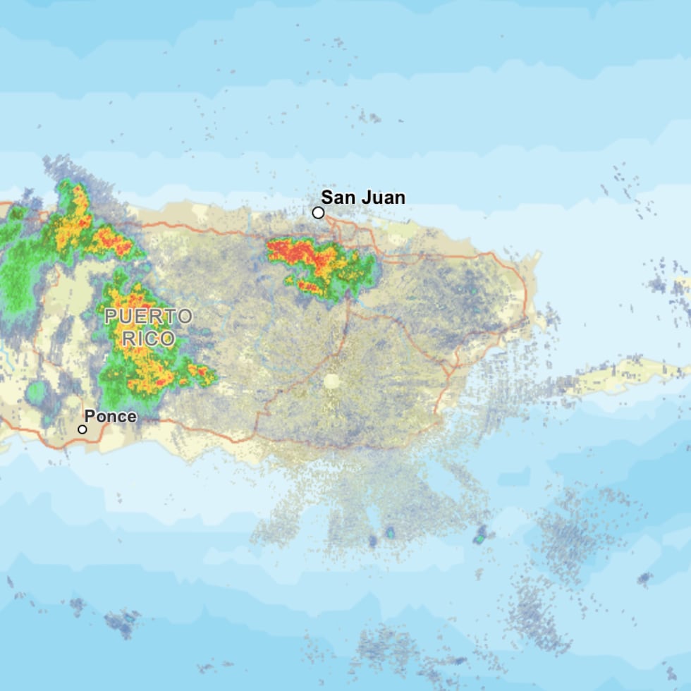 Mapa del Servicio Nacional de Meteorología en San Juan de las 2:00 de la tarde.