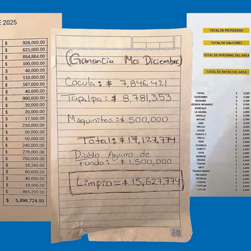 A mano o a computadora, los registros de los gastos y ganancias de este grupo criminal se plasmaban de manera diaria, semanal o mensual.