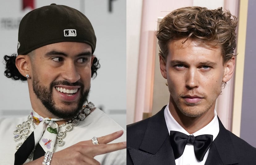 Bad Bunny, a la izquierda, y Austin Butler, a la derecha, actuarán juntos en una nueva película.