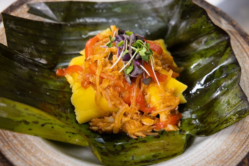 Guanimes con bacalao guisado, preparado por el chef Luis Piñeiro.
