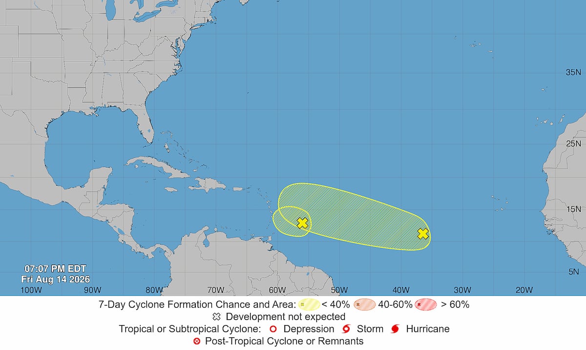 Invest 92L mantiene solo 10% de probabilidad de desarrollo; lluvias esperadas en PR