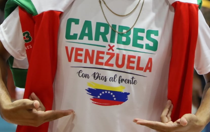 Camiseta en apoyo de los Caribes de San Sebastián a la situación actual de Venezuela.