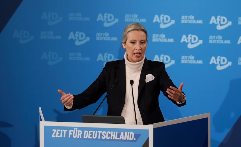 Imagen de archivo de la copresidenta del partido y facción Alternativa para Alemania (AfD) Alice Weidel durante un evento de campaña electoral en Heidenheim.