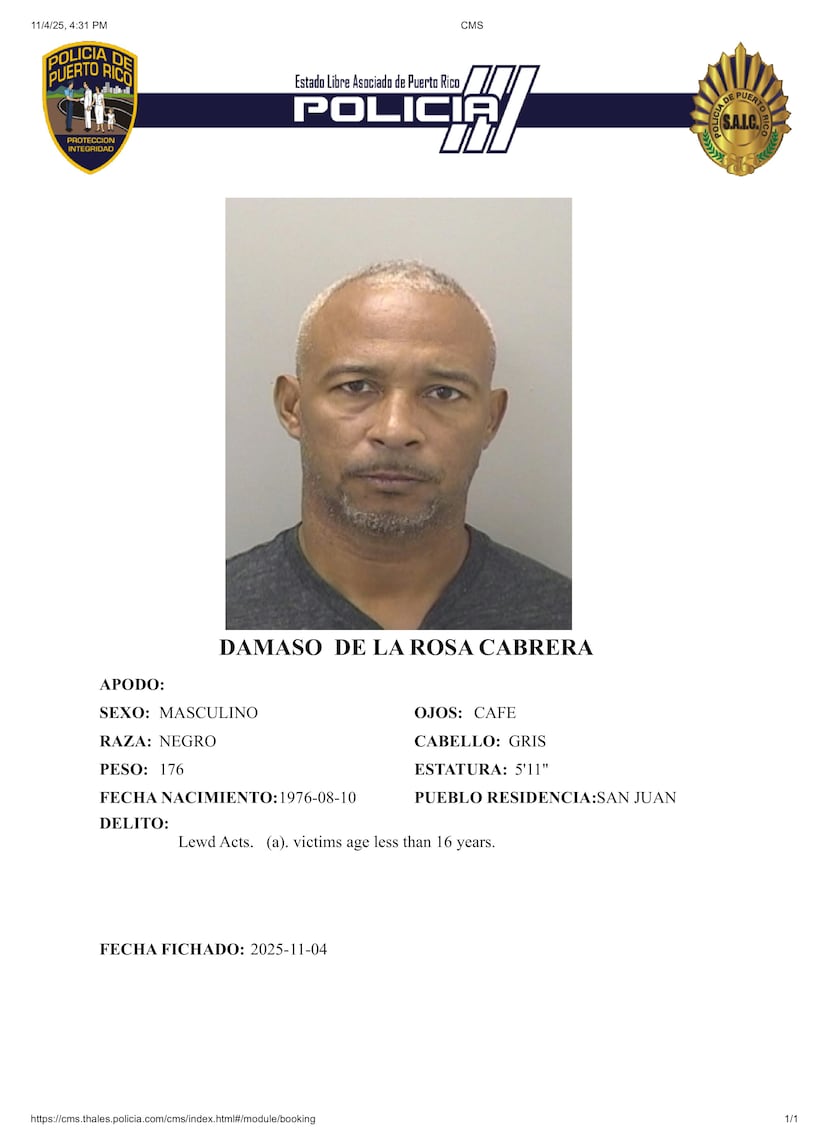 Damaso E. de la Rosa Cabrera, de 49 años y vecino de la zona metropolitana de San Juan, enfrenta un cargo por el delito por hechos presuntamente ocurridos en marzo de 2022.