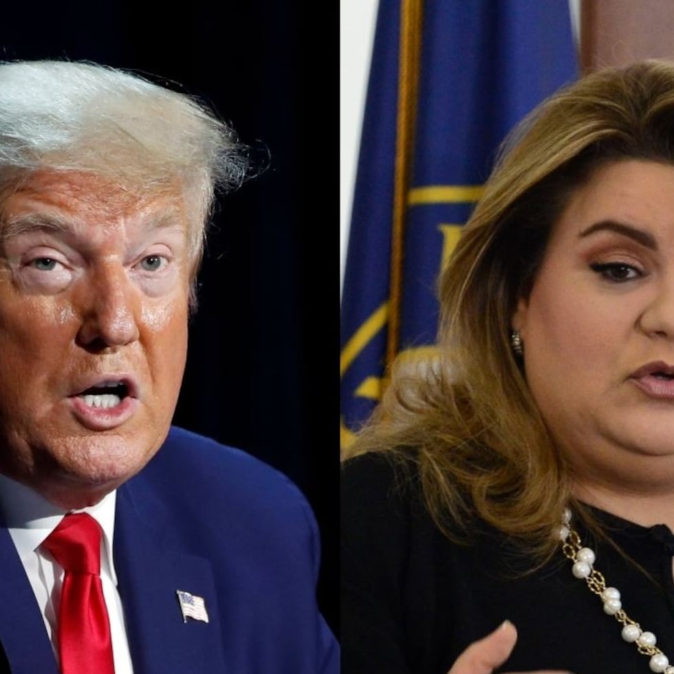 Jenniffer González (derecha) no estuvo disponible para ProPublica, que recordó que la gobernadora abogó por construir una estatua para el presidente Donald Trump (izquierda). (Fotomontaje)