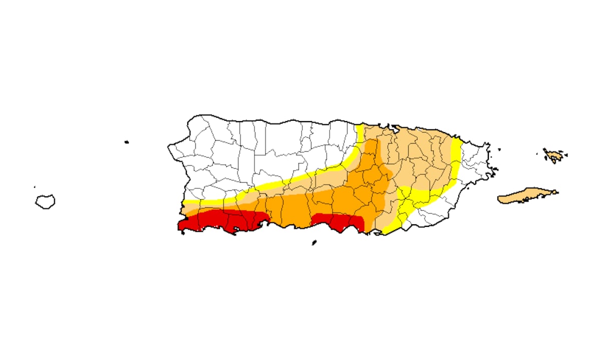 Mejora la sequía en Puerto Rico al 57% del territorio, pero el sur mantiene condiciones extremas
