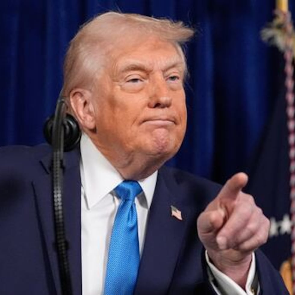 President Donald Trump during the press conference in which he spoke about military intervention in Venezuela.