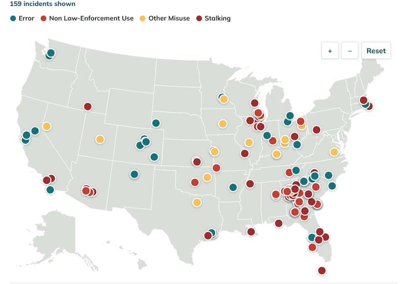 The Institute for Justice, una organización sin fines de lucro en Virginia, creó una base de datos de incidentes de abuso o errores con las cámaras ALPR e identificó 159, en Estados Unidos, desde 2018.