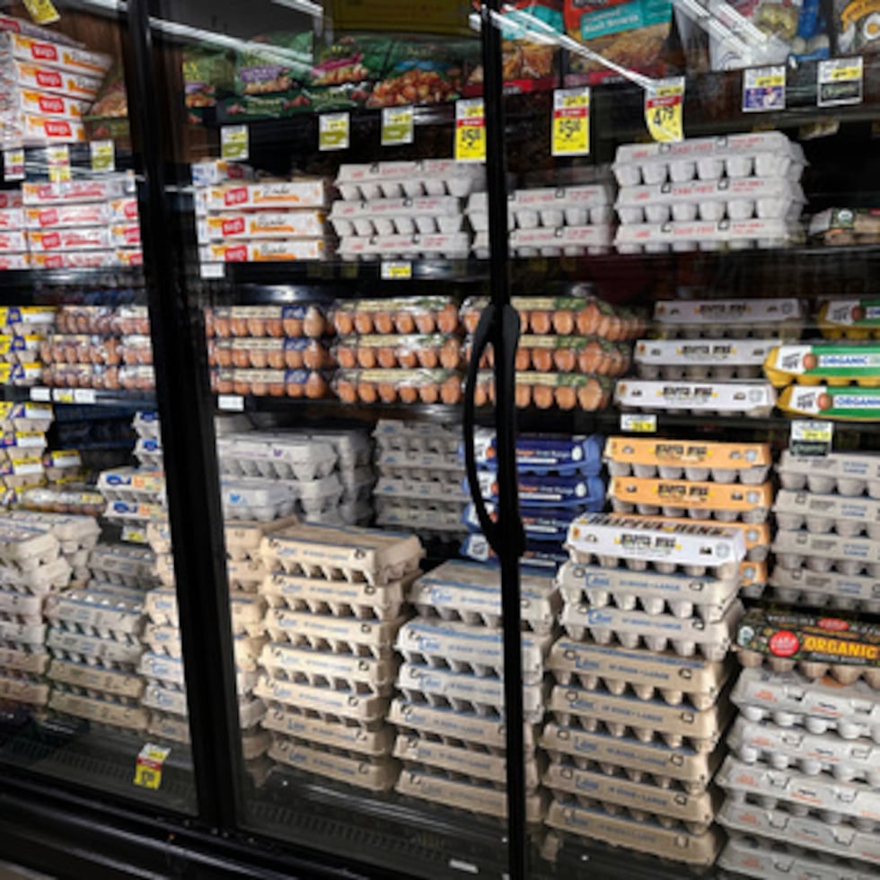 FILE - Eggs are displayed in refrigerators at a grocery store in Glenview, Ill., Feb. 10, 2025. (AP Photo/Nam Y. Huh, File)