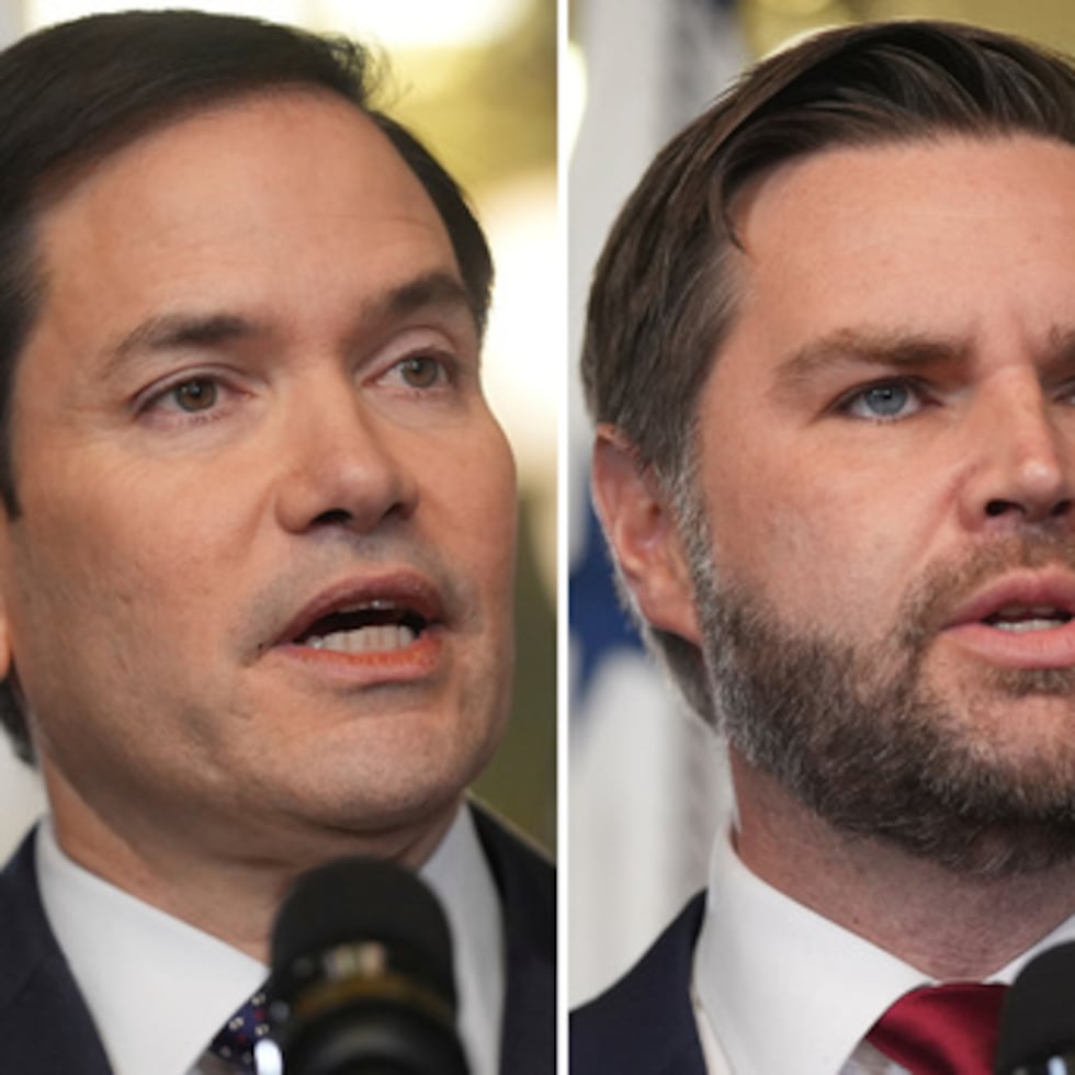 El secretario de Estado Marco Rubio, a la izquierda, y el vicepresidente JD Vance, a la derecha.