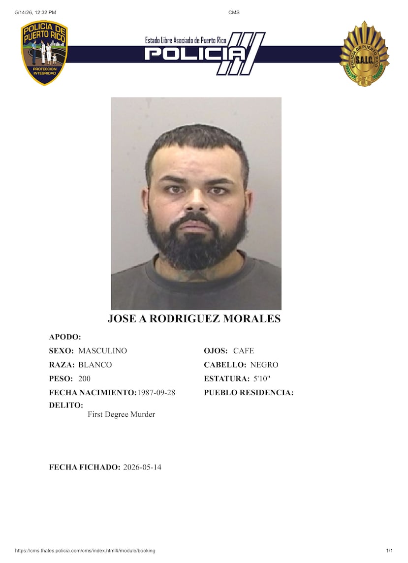 Ficha de José A. Rodríguez Morales, imputado por el asesinato de su abuelo joyero en Cayey durante 2011.