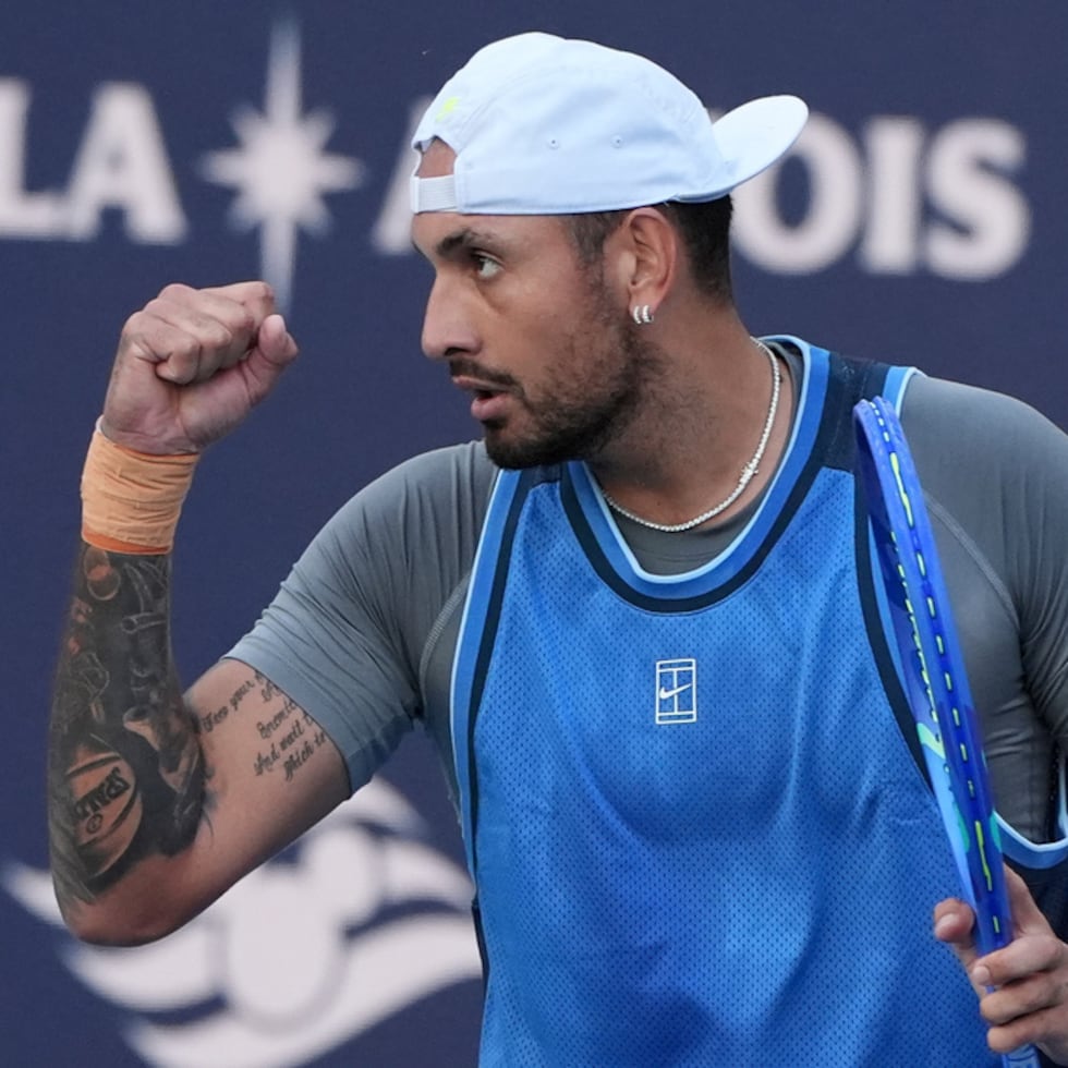 Nick Kyrgios, durante un partido en el Abierto de Miami. El exfinalista del torneo enfrenta una suspensión provisional tras dar positivo por cocaína en un control antidopaje realizado en junio.