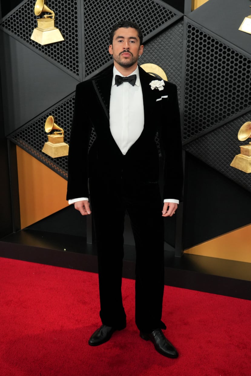 Bad Bunny arrives at the 68th annual Grammy Awards on Sunday, Feb. 1, 2026, in Los Angeles. (Photo by Jordan Strauss/Invision/AP)