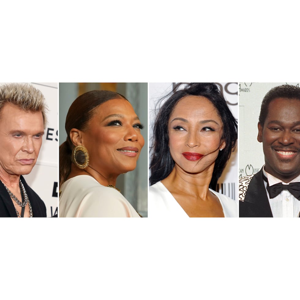 Esta combinación de imágenes muestra, de izquierda a derecha, a Phil Collins, Billy Idol, Queen Latifah, Sade y Luther Vandross.