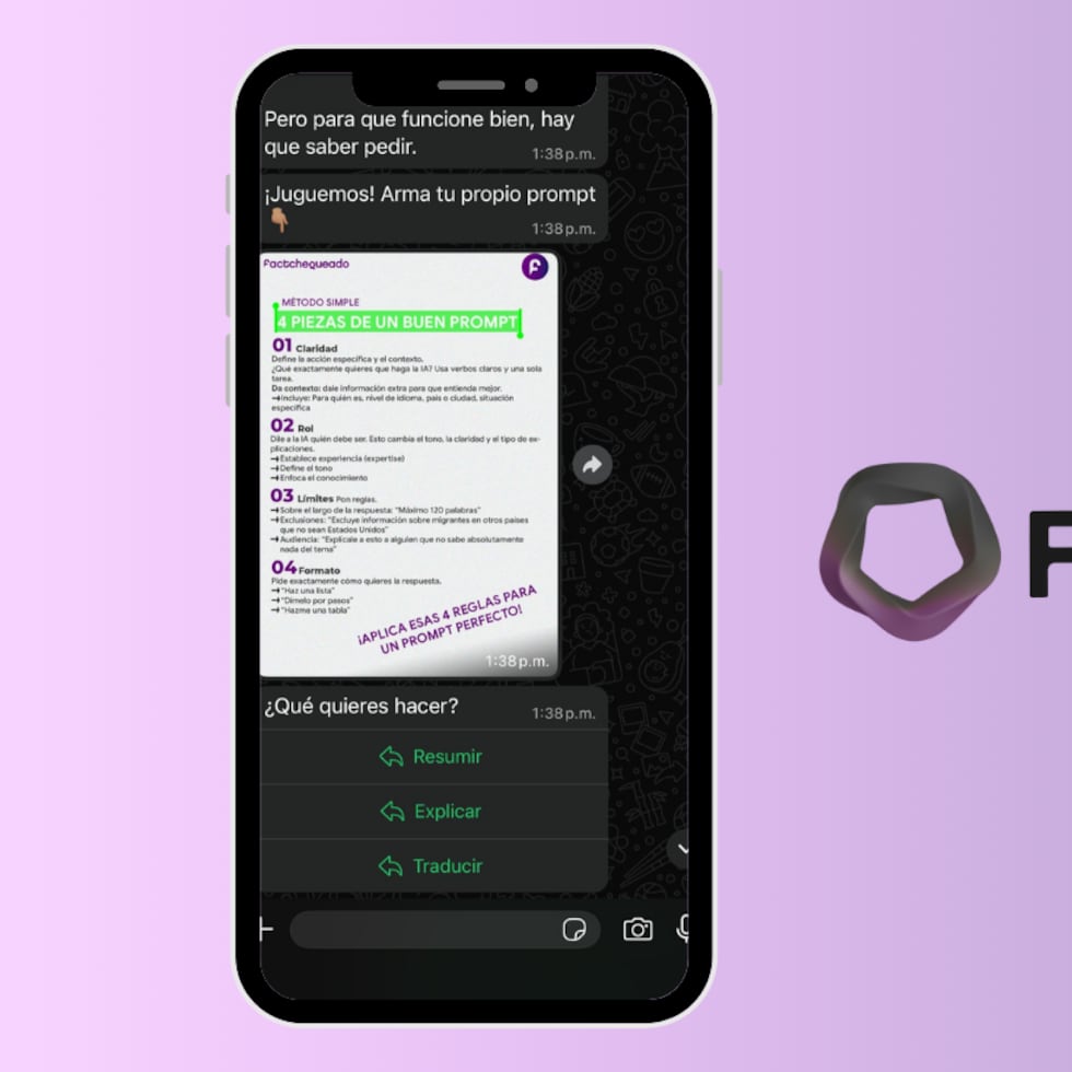 Factchequeado presenta Fact-DesafIA, un nuevo curso interactivo en WhatsApp diseñado para ayudar a la comunidad hispanohablante a entender mejor cómo funciona la inteligencia artificial (IA) y cómo usarla a su favor, de forma informada y segura.