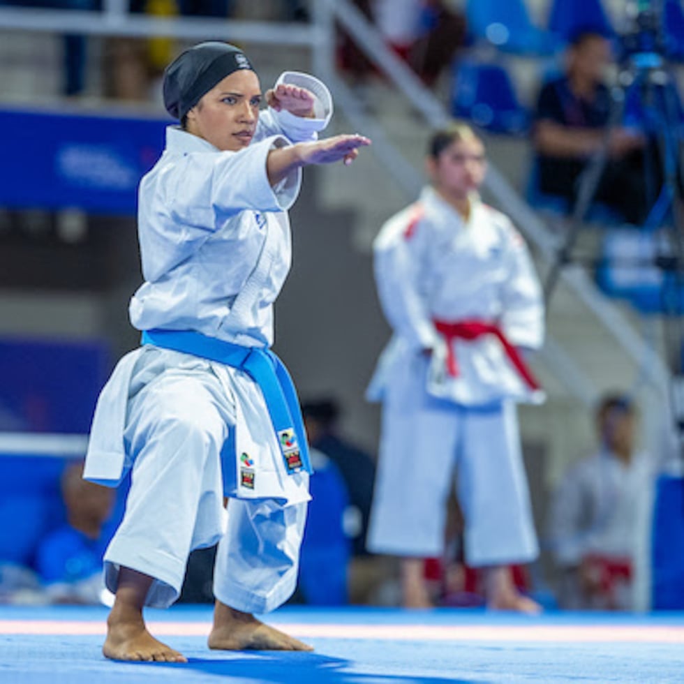 Layla Ocana, de Puerto Rico, trabaja las formas durante los Juegos Santo Domingo 2026.