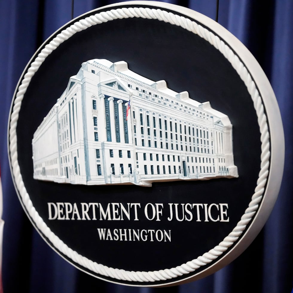 El logo del Departamento de Justicia federal.