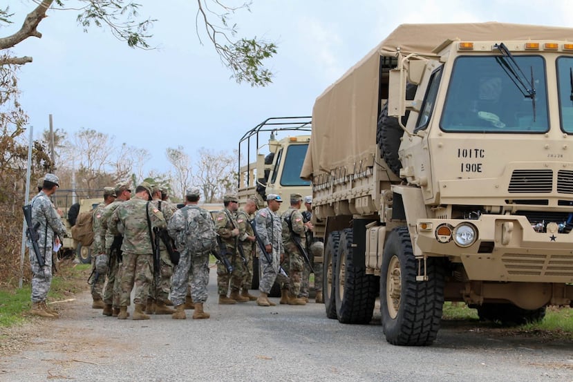 Miembros de la Guardia Nacional, desplegados en el terreno en Puerto Rico. (Guardia Nacional)