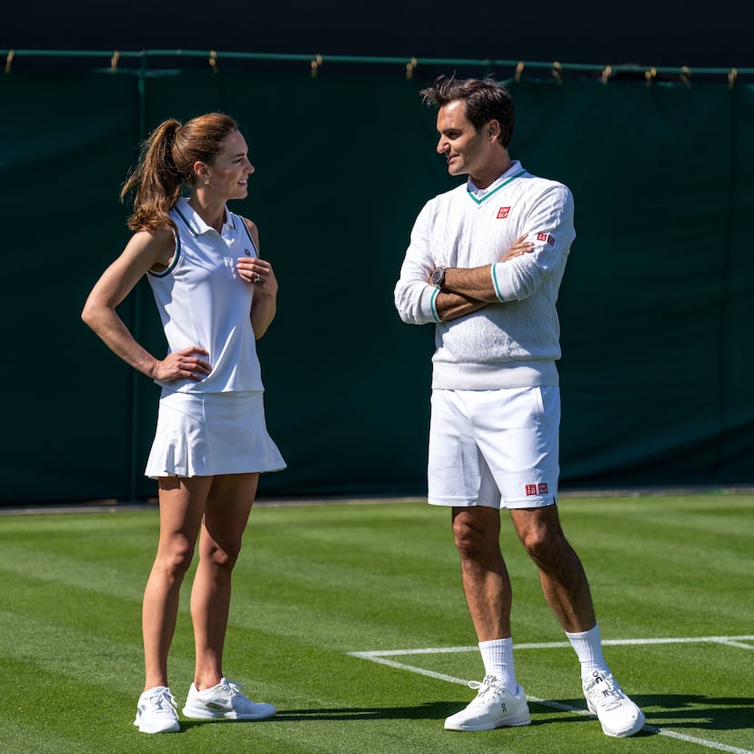 Kate Middleton conversa con el tenista Roger Federer.