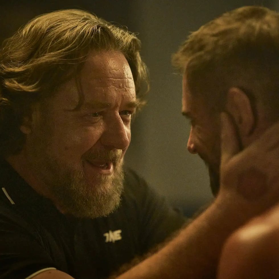 Russell Crowe and Daniel MacPherson in a scene from "Beast".