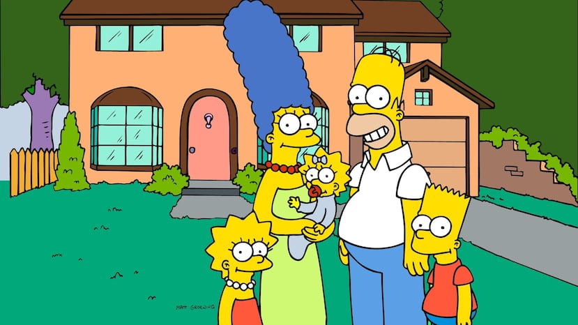 FILE - This undated frame from the Fox series "The Simpsons," shows the popular cartoon family posing in front of their home, from left, Lisa , Marge , Maggie, Homer and Bart Simpson. Danish toy company Lego confirmed Monday, Aug. 5, 2013, it will launch a special series themed on "The Simpsons" family globally in 2014. ((AP Photo/Fox Broacasting Co., File)