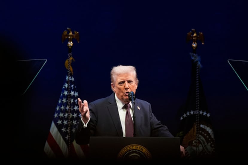 ARCHIVO - El presidente Donald Trump habla en una audiencia de la Comisión de Libertad Religiosa en el Museo de la Biblia, el 8 de septiembre de 2025, en Washington. (AP Photo/Alex Brandon, Archivo)