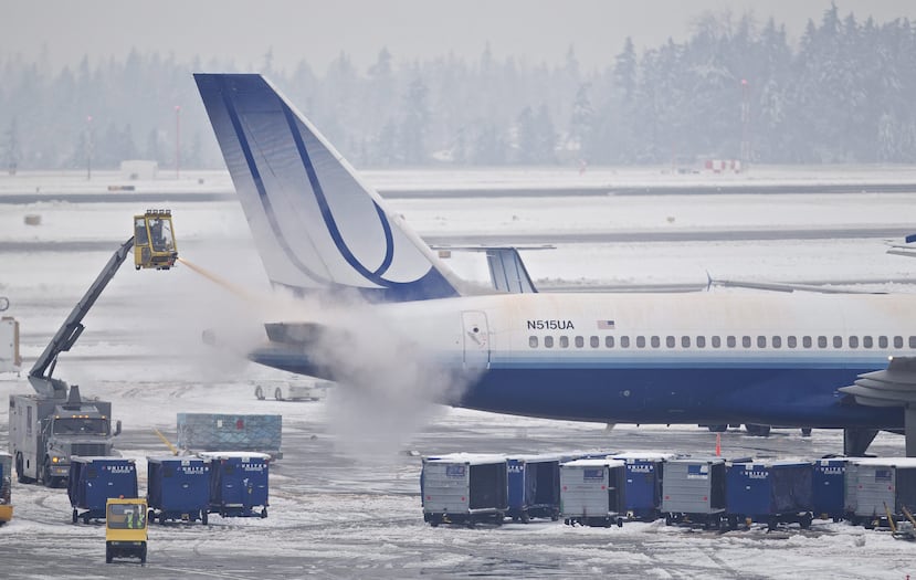 Un avión de United Airliners en el Seattle Tacoma International Airport en Seattle, Washington, en Estados Unidos. (EFE/Stephen Brashear)