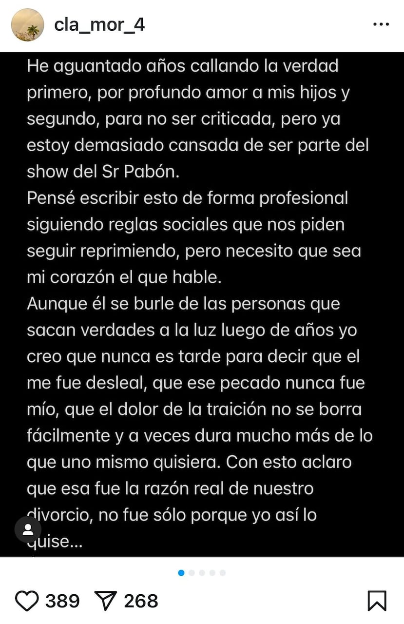 Publicación de Claudia Morales.