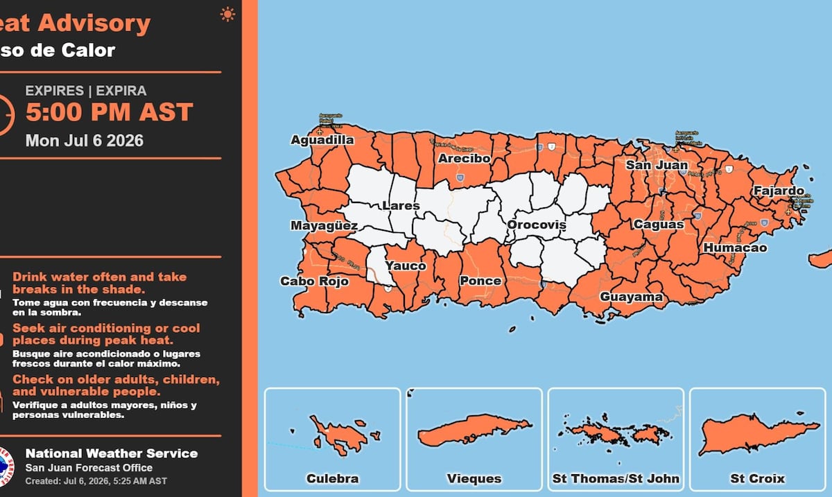 Advertencia de calor para 63 municipios de PR con índices de hasta 111°F