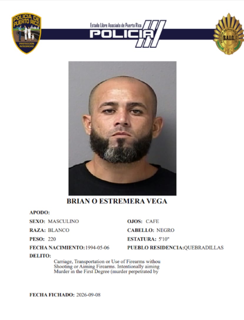 Brian O. Estremera Vega, de 32 años, residente de Quebradillas, quien enfrenta cargos por tentativa de asesinato y violación a la Ley de Armas.