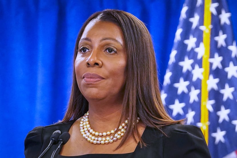La fiscal general de Nueva York, Letitia James, habla durante una conferencia de prensa el 16 de febrero de 2024, en Nueva York.