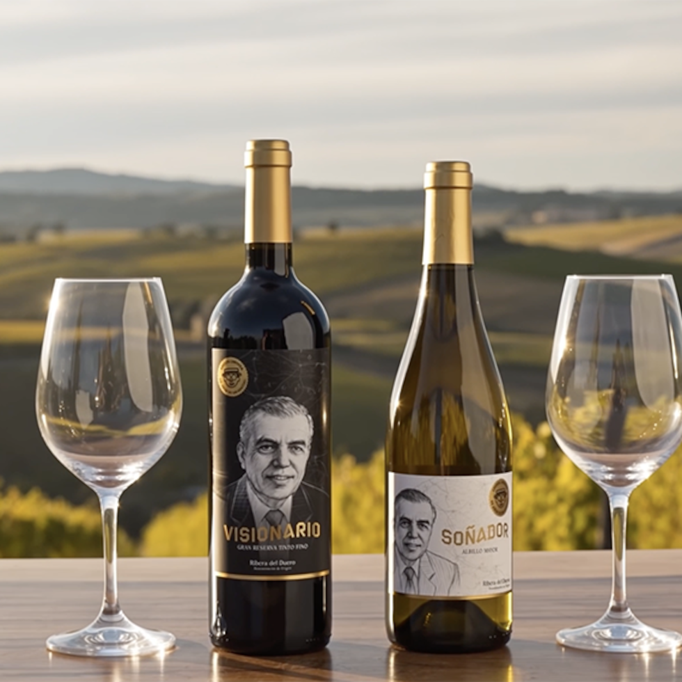 Soñador, vino blanco producido con la uva Albillo Mayor, y Visionario, vino tinto, un Tempranillo Gran Reserva.