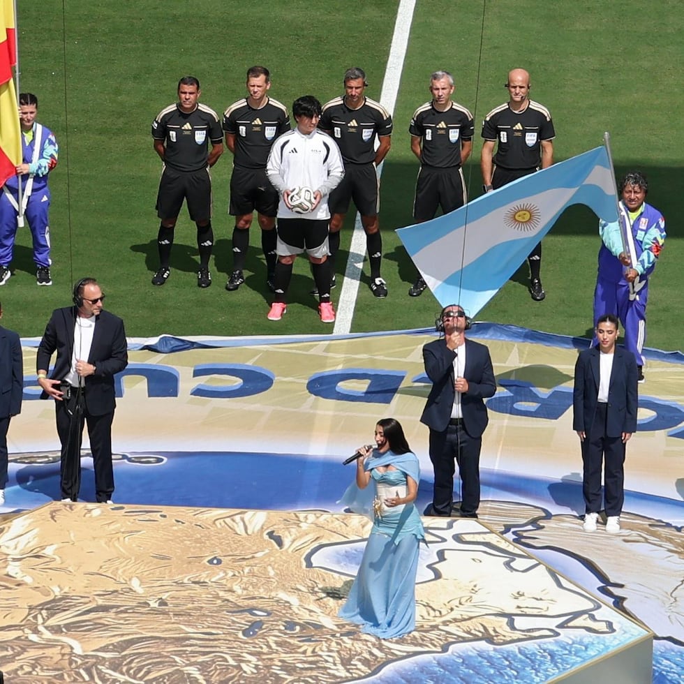 María Becerra durante la final de la Copa del Mundo 2026.