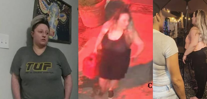These were some of the photos included by the U.S. Attorney's Office in a motion filed in the Federal Court in San Juan. In the middle image, Danielle Bertothy is seen with a gasoline container.