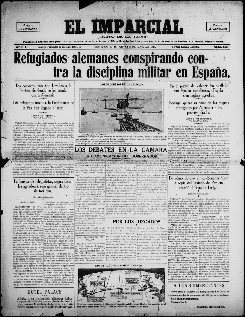 Edición del periodico El Imparcial de junio 12 de 1919.
