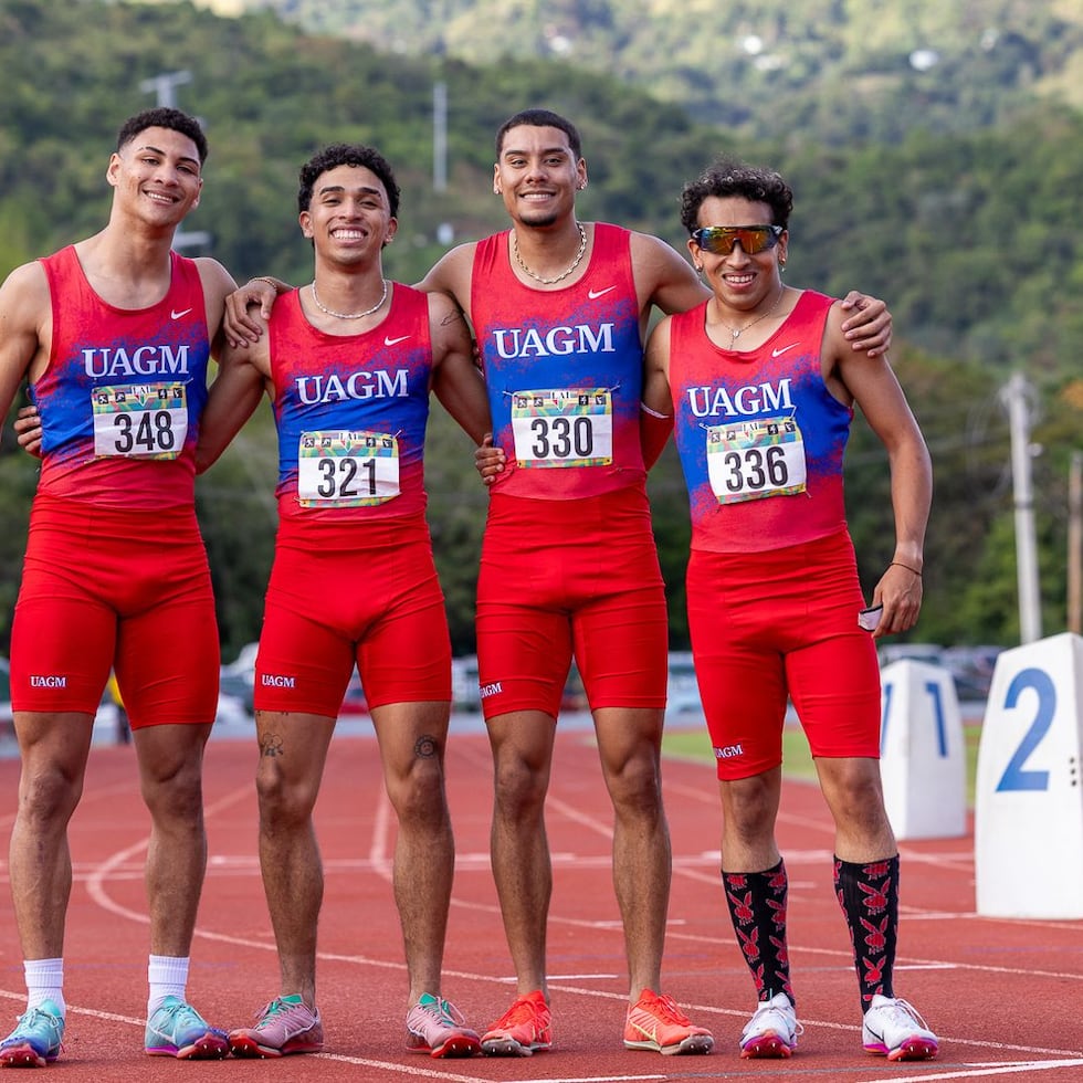 Yariel Pérez, Adrián Canales, José Figueroa, y Ángel Márquez son los integrantes del relevo 4x100 de la UAGM.