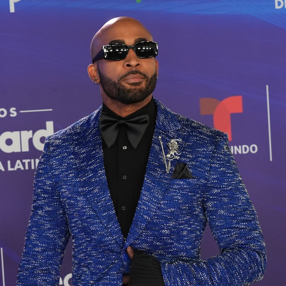 Caramelo arrives at the Latin Billboard Awards Thursday, Oct. 23, 2025, in Miami. (AP Photo/Marta Lavandier)