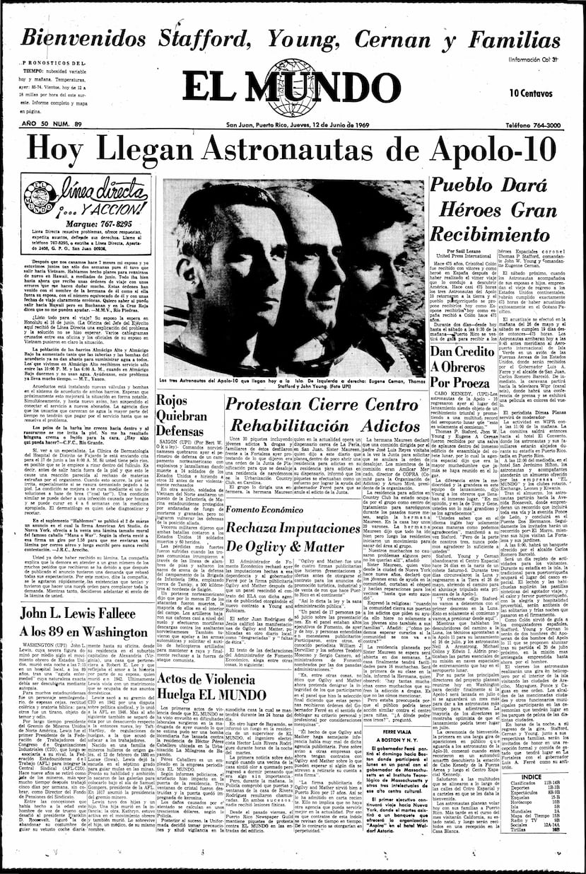 Misión Apolo 10, 1969. Periódico El Mundo.
