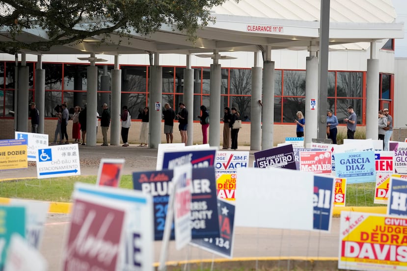 People vote on primary election day at the West Gray Metropolitan Multi-Service Center in Houston, Tuesday, March 3, 2026. (Raquel Natalicchio /Houston Chronicle via AP)