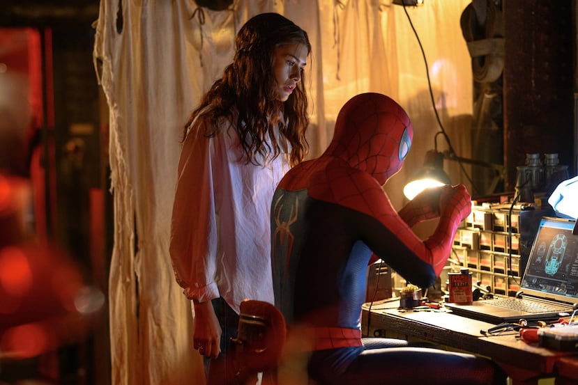 Zendaya y Tom Holland en "Spider-Man: Brand New Day." (Sony Pictures via AP)