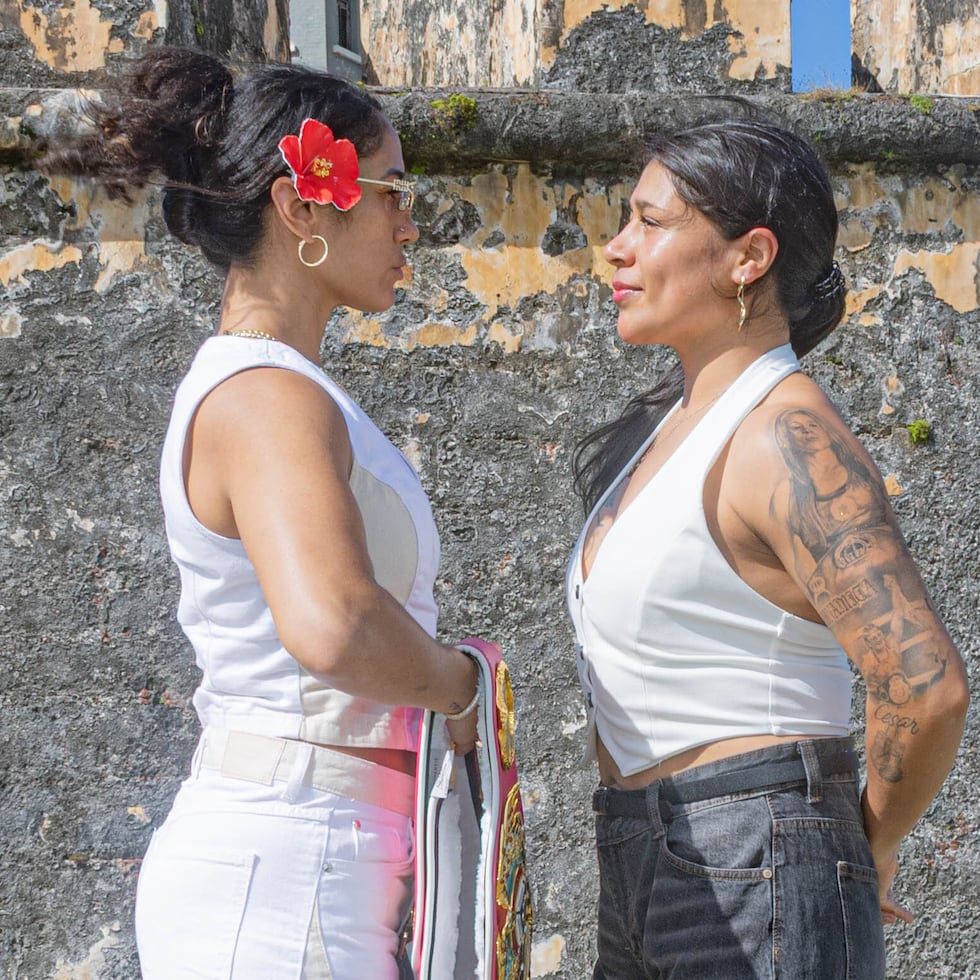 Amanda Serrano y Erick Cruz participaron de una conferencia de prensa en San Juan.