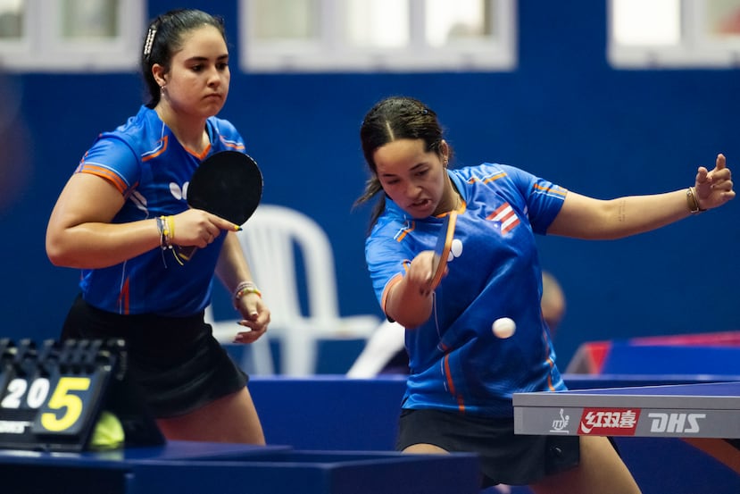 Alondra Rodríguez y Brianna Burgos durante la acción centroamericana.