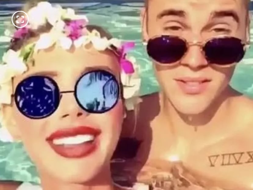 La modelo Sahara Ray junto a Justin Bieber.