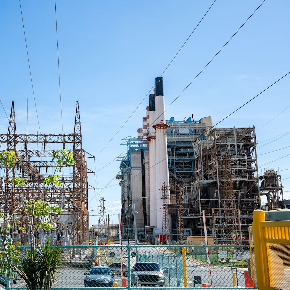 The switchyard (on the left) connects the Costa Sur power plant's generation facilities to the transmission grid.