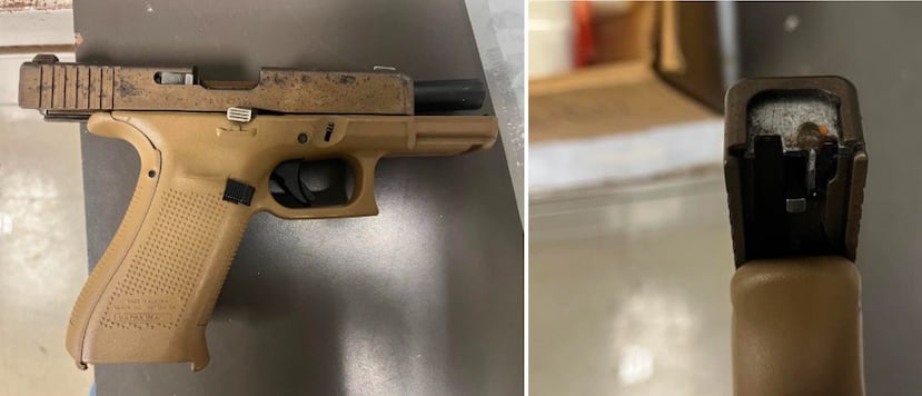 Imagen contenida en la declaración jurada de la DEA que muestra un arma de fuego modificada ilegalmente para disparar de forma automática, que supuestamente fue ocupada en la casa allanada en Canóvanas.