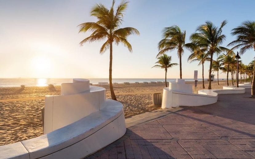 Atardecer en una playa de Fort Lauderdale.
