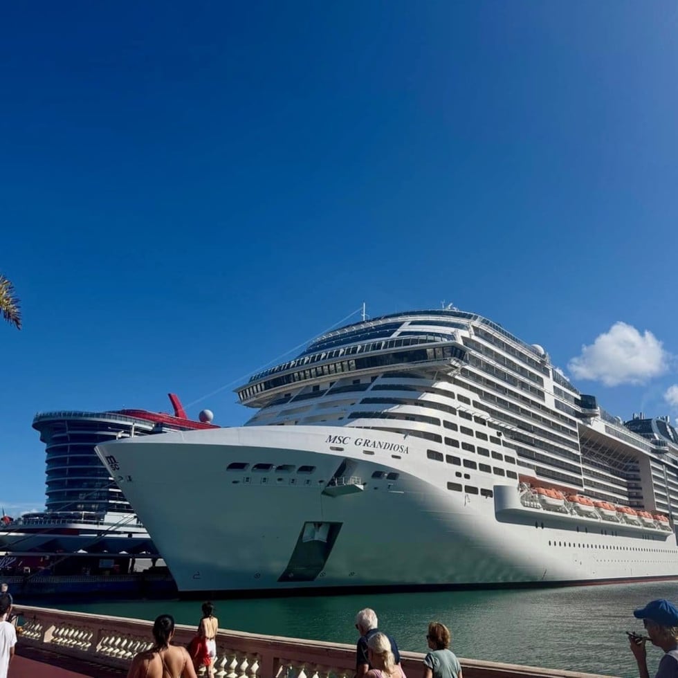 The ship MSC Grandiosa, on her maiden visit today.