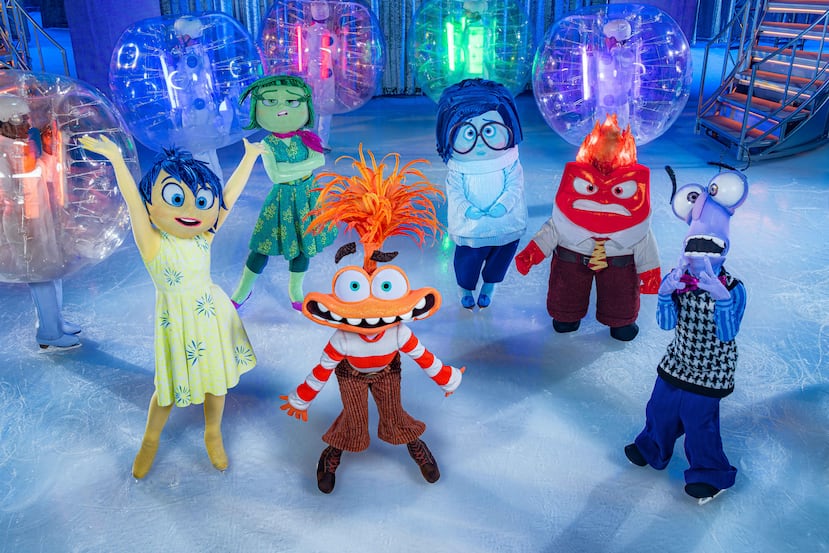 Personajes de "Inside Out 2" que forman parte del espectáculo "Jump In!" de Disney On Ice.
